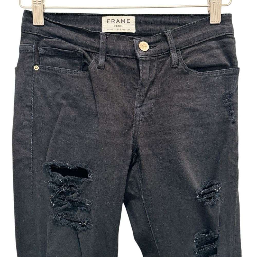 Frame Le Color Ripped Black Skinny‎ Jean | 24 - Picture 5 of 12